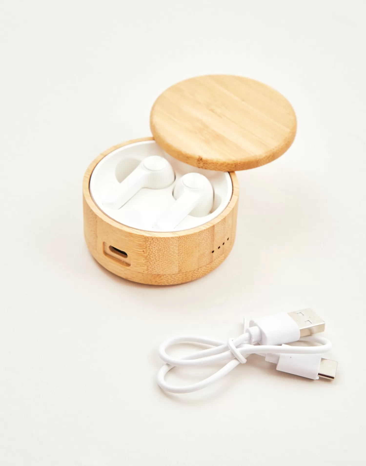 Natura Selection Airpods Caja Bambú Redonda